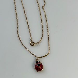 Gold plated lady bug necklace 18”